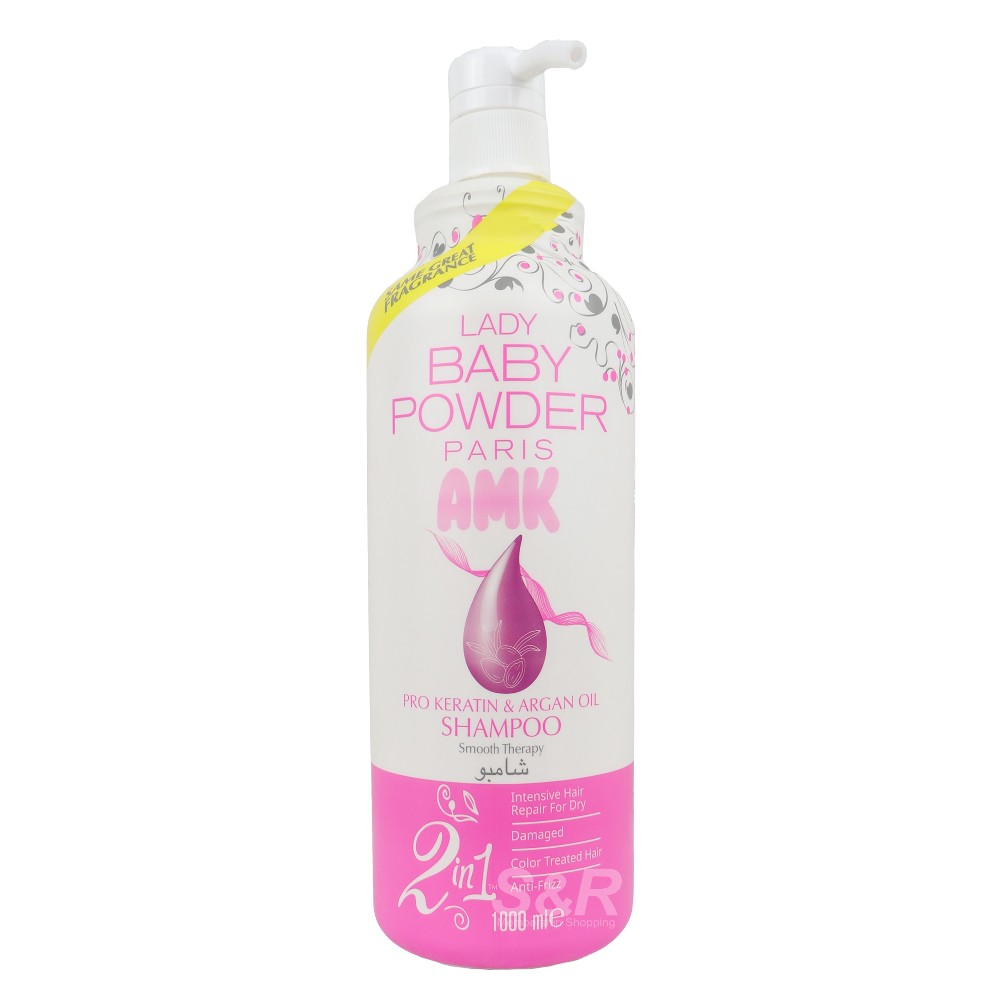 Lady Baby Powder Paris AMK Pro Keratin and Argan Oil Shampoo Pink 1L